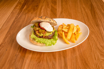 Delicious burger with quality ingredients