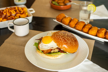 Delicious burger with quality ingredients