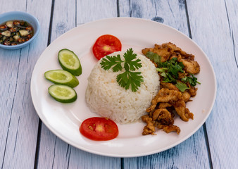Thai Rice with Fried Pork and Vegetables 