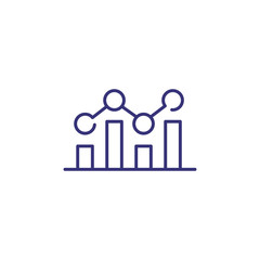 Line chart line icon. Bar diagram, graph, analytics. Analysis concept. Can be used for topics like business, marketing, research, statistics