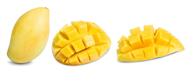 clipping path yellow mango isolated on white background