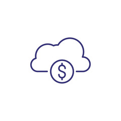 Cloud money line icon. Dollar symbol, coin, cost. Finance concept. Can be used for topics like business, finance management, mining