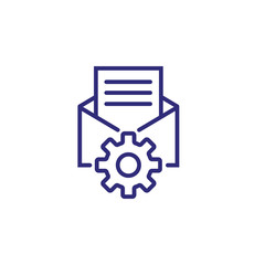 Email optimization line icon. Envelope, gear, cog, letter. App design concept. Can be used for topics like setup, communication, email marketing