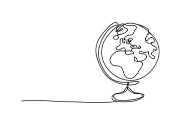 Globe, world map, line drawing style,vector design.