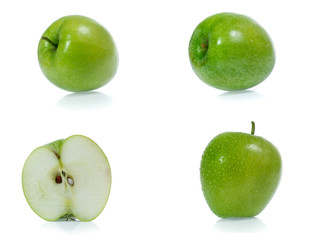 Green apple collection isolated on white background (set)