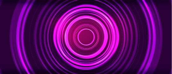 Neon circle technology background. Vector Illustration For Wallpaper, Banner, Background, Card, Book Illustration, landing page
