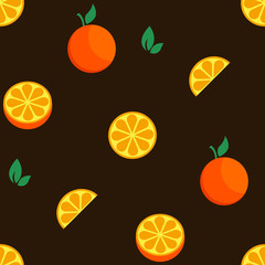 Orange fruit set seamless bright art vector pattern - 341369163