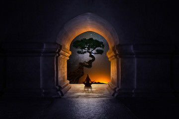 Woman doing yoga and meditation