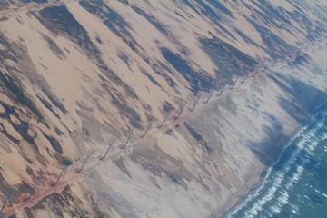 Fototapeta premium aerial view from windmills in lencois maranhenses