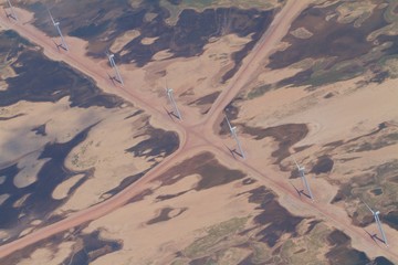 aerial view from windmills in lencois maranhenses