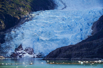 Breathtaking panoramic view of mountains and glaciers along Beagle Channel in Glacier Alley...