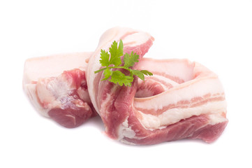 Pork belly on a white background