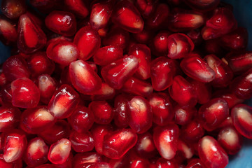 Ripe pomegranate, close up of grain.