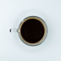 The cup of black coffee isolated on white background