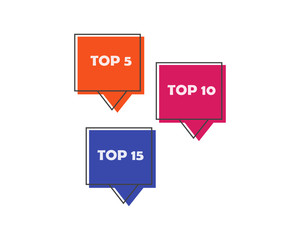 Top 5 and Top 10. Lettering and hand drawn two speech bubbles. Flat vector illustration on white background.