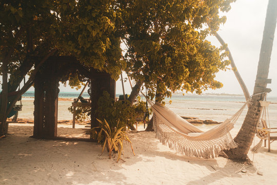 Hamak na rajskiej plaży.