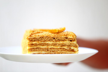 Photo of a delicious big honey cake