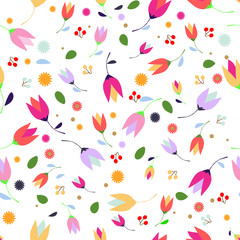 Flower illustrations. Seamless vector with a floral pattern. Modern background.  Watercolor illustration with beautiful simple design.
