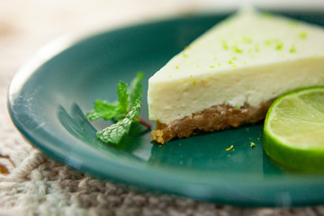 piece of lemon pie on plate with crispy cookie dough