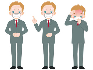 マスクをしたスーツの男性