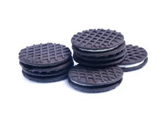 Chocolate Sandwich cracker on white background