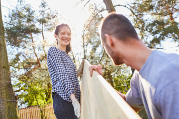 Couple transported together a worktop