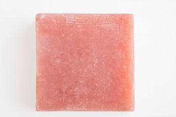 pink rose herbal  soap bar block isolated on white background 