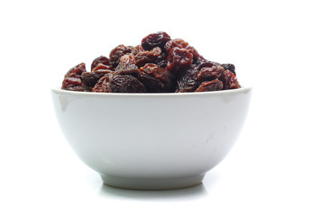 Organic dried Raisins isolated on white background