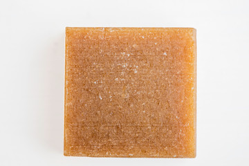 honey oat skin care natural  soap bar block isolated on white background 