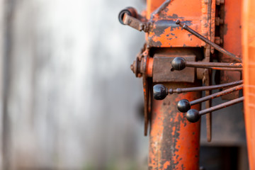 Old crane truck hydraulic control, hydraulic for controlling the functions of the truck equipment.