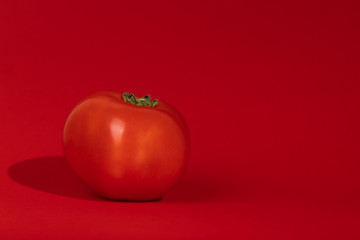 Tomato on a red background