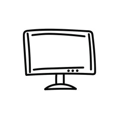 
computer monitor or tv simple vector icon. sketch illustration isolated on white background