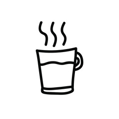 
cozy mug cup with hot tea or coffee and steam simple vector icon. sketch illustration isolated on white background