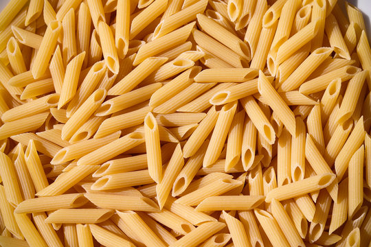 Photo of dried penne pasta