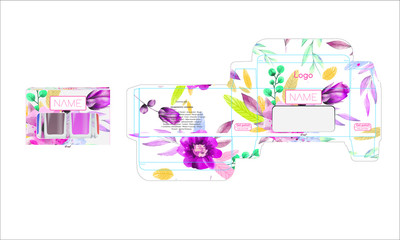 Packaging design, luxury nail polish template and mock up box for your product. Illustration vector.