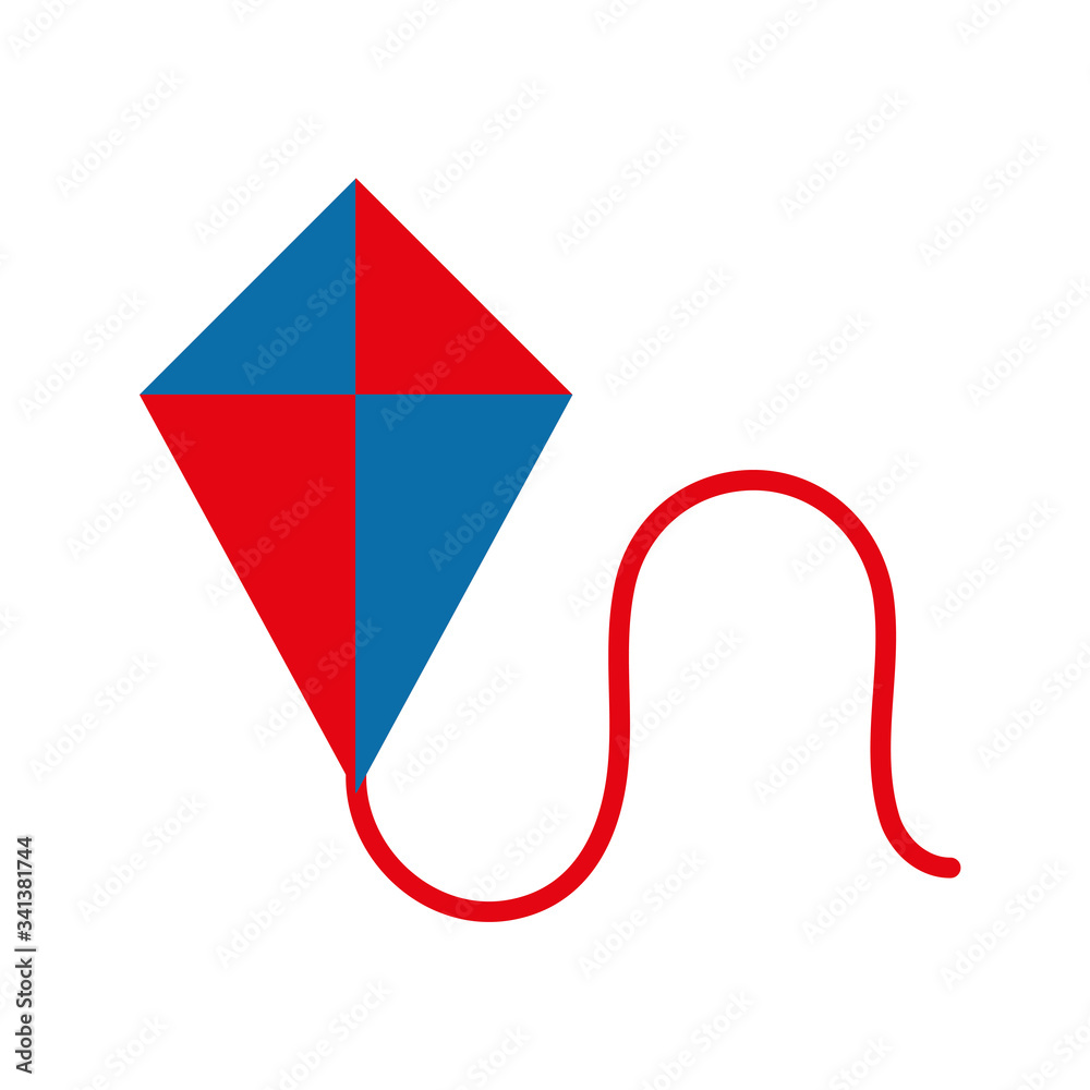 Poster isolated kite toy flat style icon vector design