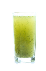 kiwi smoothie isolated on white background  in glass