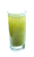 Fototapeta na wymiar kiwi smoothie isolated on white background in glass