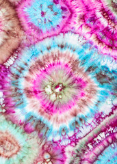abstract bright ornament in tie-dye batik on scarf