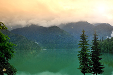 beautiful mountain lake in the national park