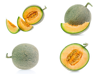 collection of 4 cantaloupe melon images