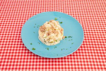 Spanish tapas of Russian salad
