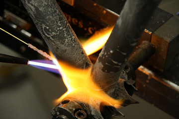 Brazing of bicycle steel tubes together at 