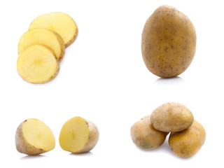 set of potatoes isolated on white background