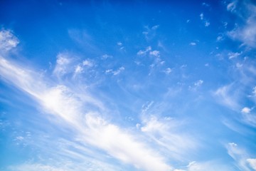 Naklejka na ściany i meble Beautiful sky background. Blue sky with cirro cumulus white clouds