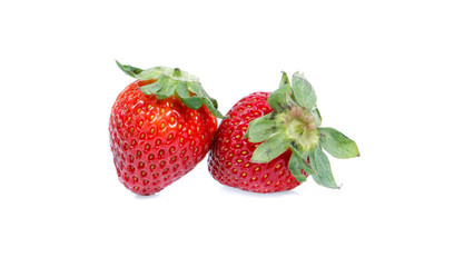 strawberries over white background