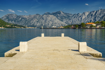 Sunny morning panoramic view of Kotor bay near old town, Montenegro.