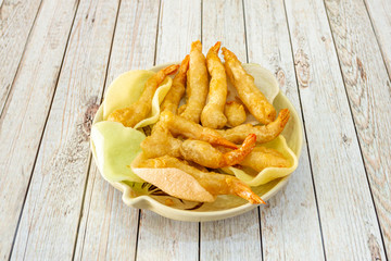 Battered langoustines