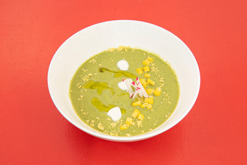 bowl of green gazpacho