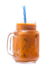 Iced Thai milk tea in glasses (thailand)